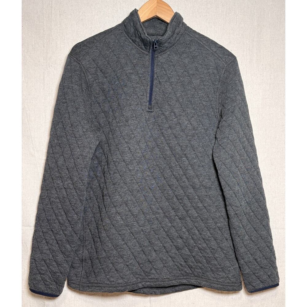 J. Crew Knit Goods‎ Mens Sz M Quilted 1/4 Quarter Zip Pullover Top Gray Shacket